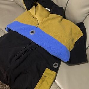 Nike Colorblock Half-Zip Fleece Jacket in Mustard, Blue w/matching sweatpants